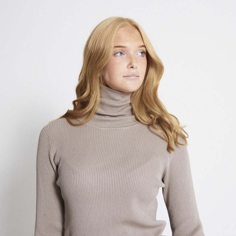 Knit turtleneck sweater "Ingela" Dk Beige